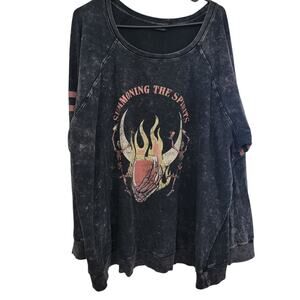 LoveSick Torrid Sz 4 Long Sleeve Halloween Spooky Cotton Rib Hem Comfy Cozy Fall